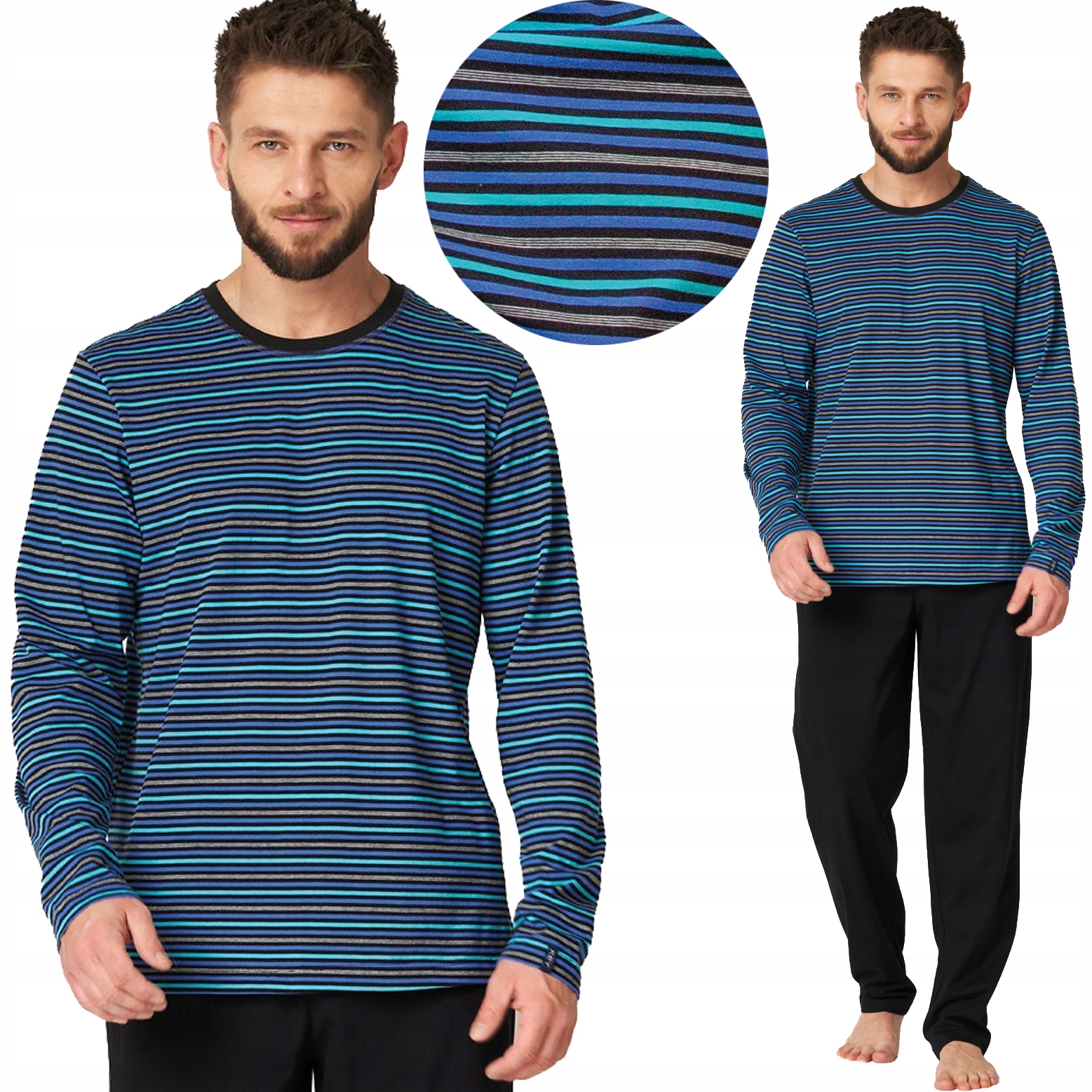 Key pánské pyžamo dlouhý rukáv dlouhé kalhoty Mns modré vel. XL