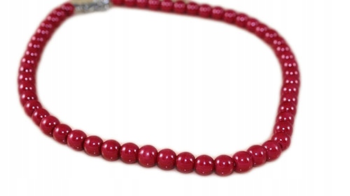 -MARGUT- Korale perły 8 mm jarzębinowa czerwień