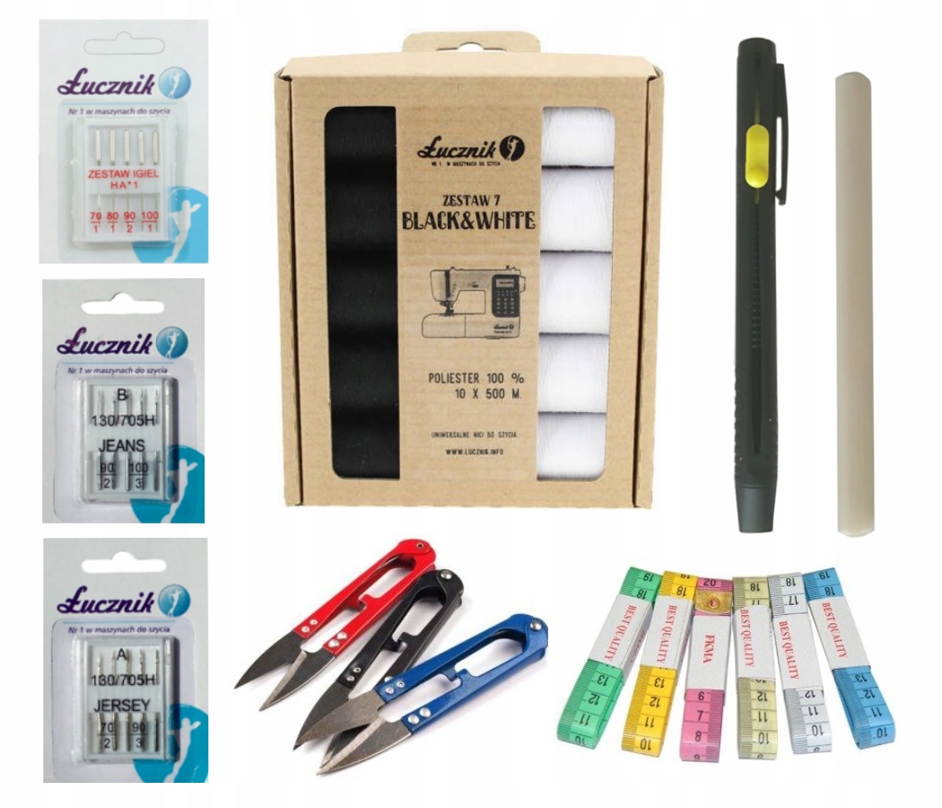 Příslušenství k šicímu stroji krejčovské silné nitě 10x500m jehly centimetr