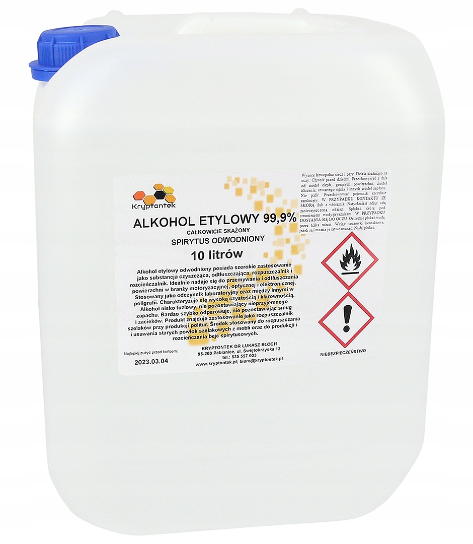 Etylalkohol 99,9% Etanol Dehydrovaný Lihovina Zcela Kontaminovaná 10 L