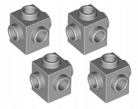 

Lego klocek 1x1 -4 piny z boku j.szary 4 szt 4733