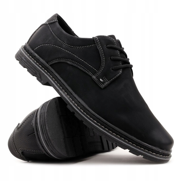 

Czarne Buty Męskie Wizytowe Półbuty Eleganckie