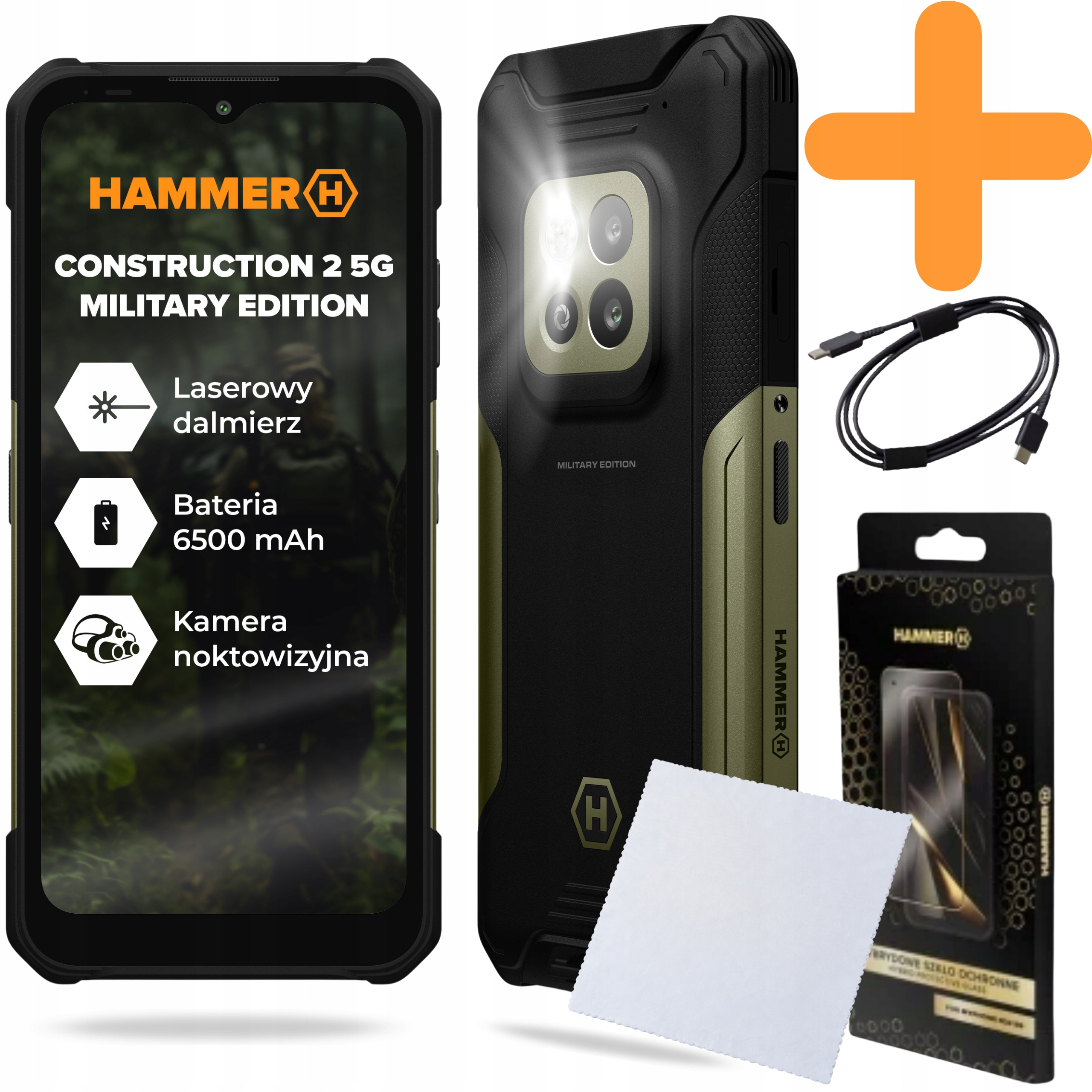 Smartphone Hammer Construction 2 5G 14/128 Gb Me Sklo Utěrka Sada