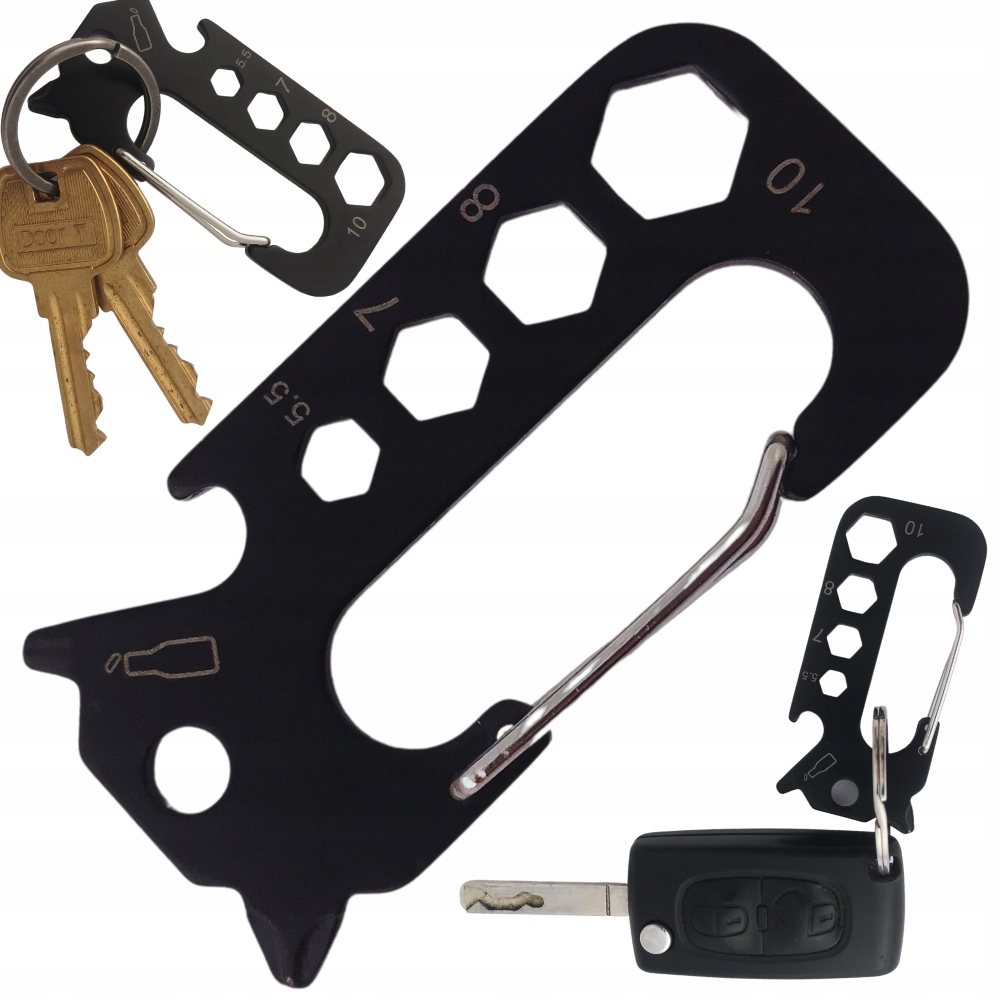 BRELOK KARABIŃCZYK MULTITOOL PRZEŻYCIA EDC KLUCZE