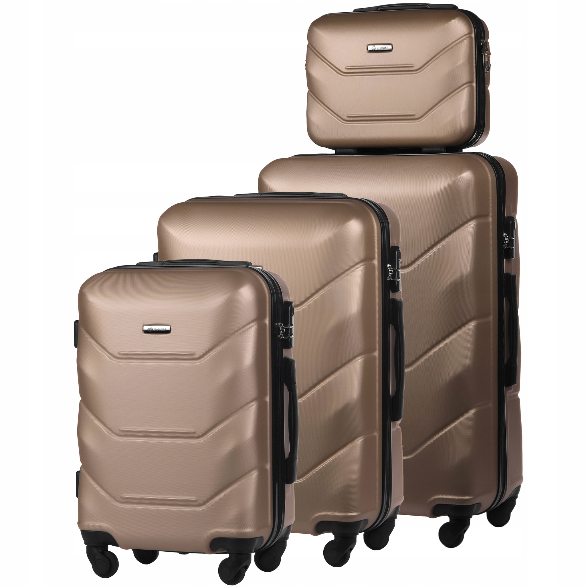 Sada 4v1 Pevných Cestovních Kufrů Bagaż Komplet Šampaňská A227 Abs
