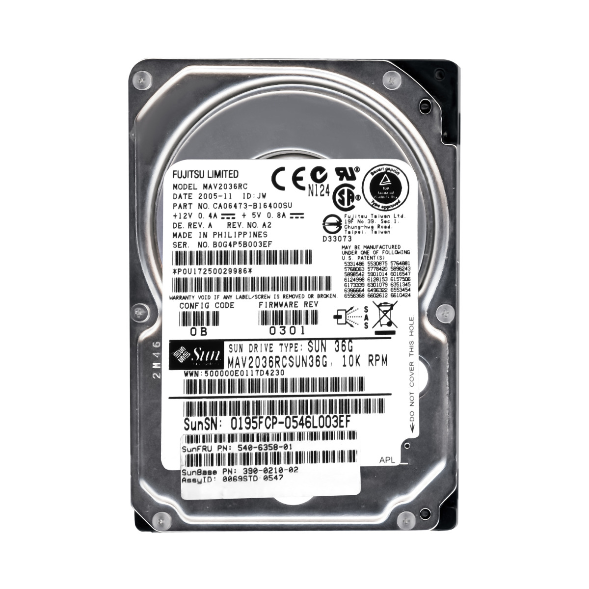 Sun 540-6358-01 01 10K 8MB Sas 2,5'' MAV2036RCSUN36G