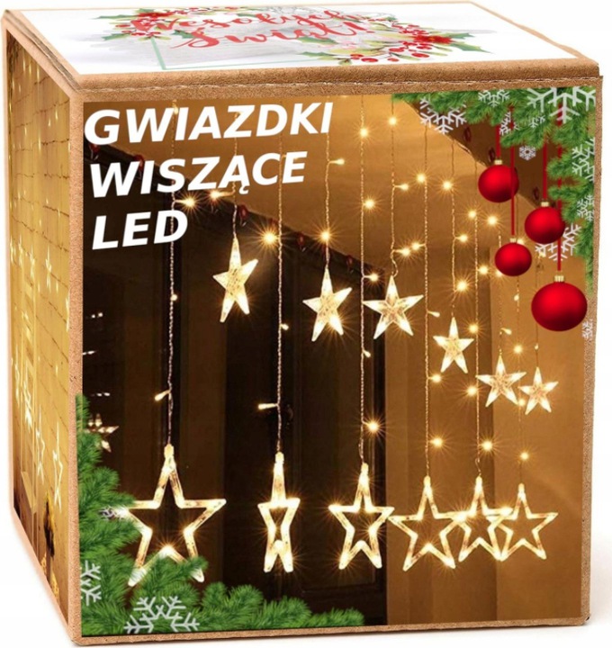 

Girlanda Lampki kurtyna świetlna z gwiazdkami Led