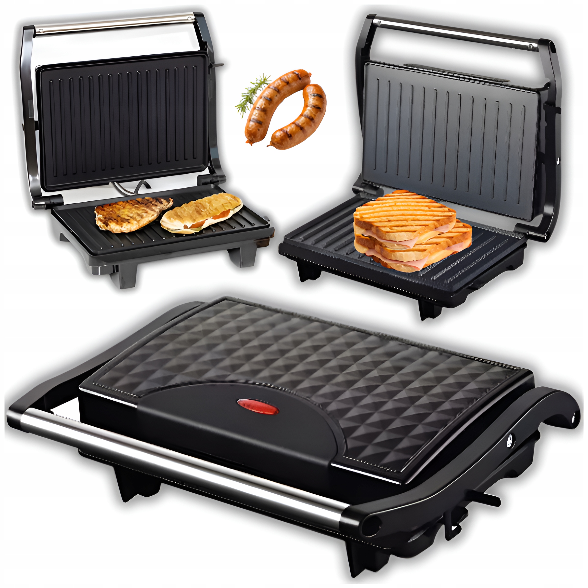 Opiekacz Toster Grill Do Kanapek Panini Elektryczny Rozkładany Mocny