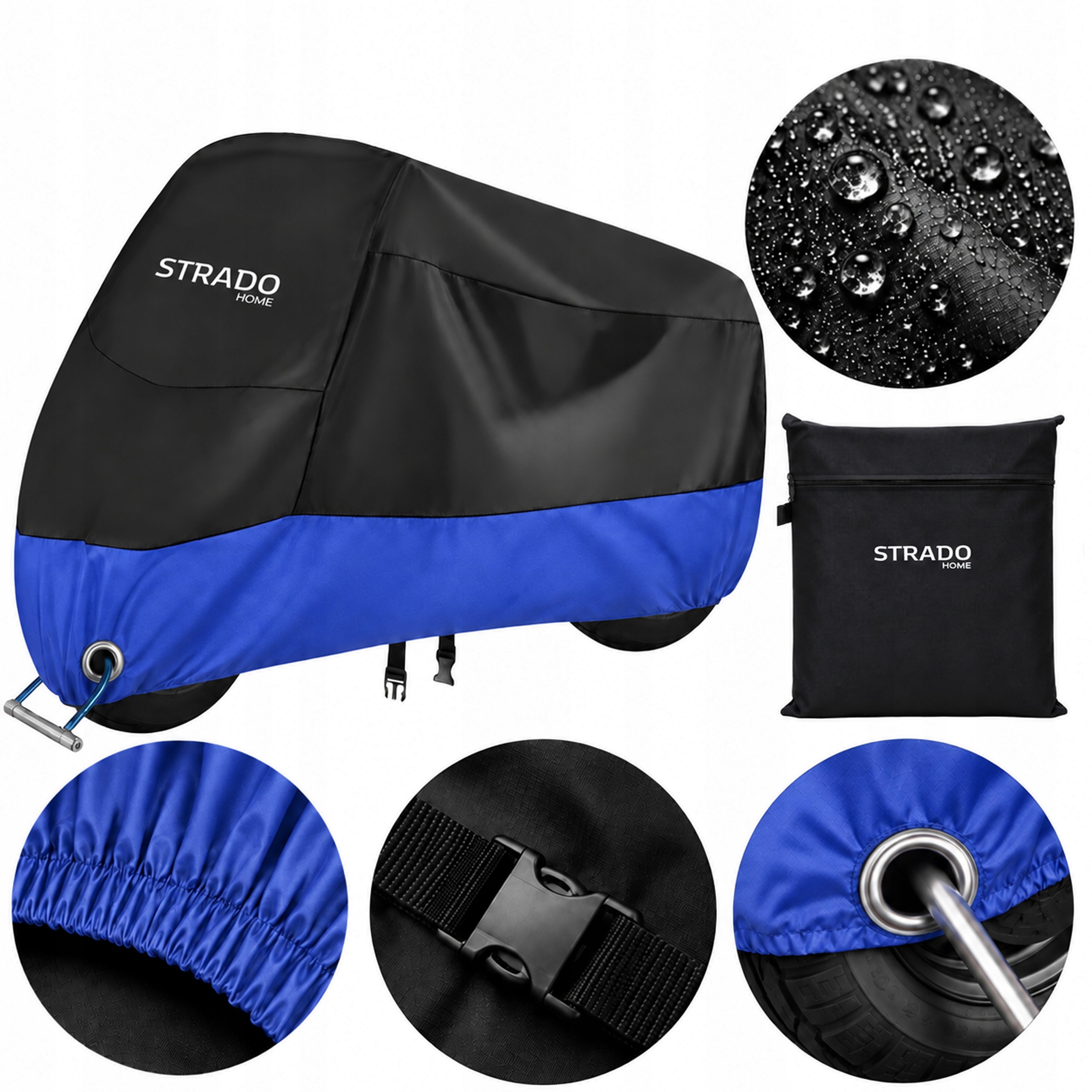 Pokrowiec na motocykl skuter 2 rowery wodoodporny 245x105x125 Uv osłona XXL