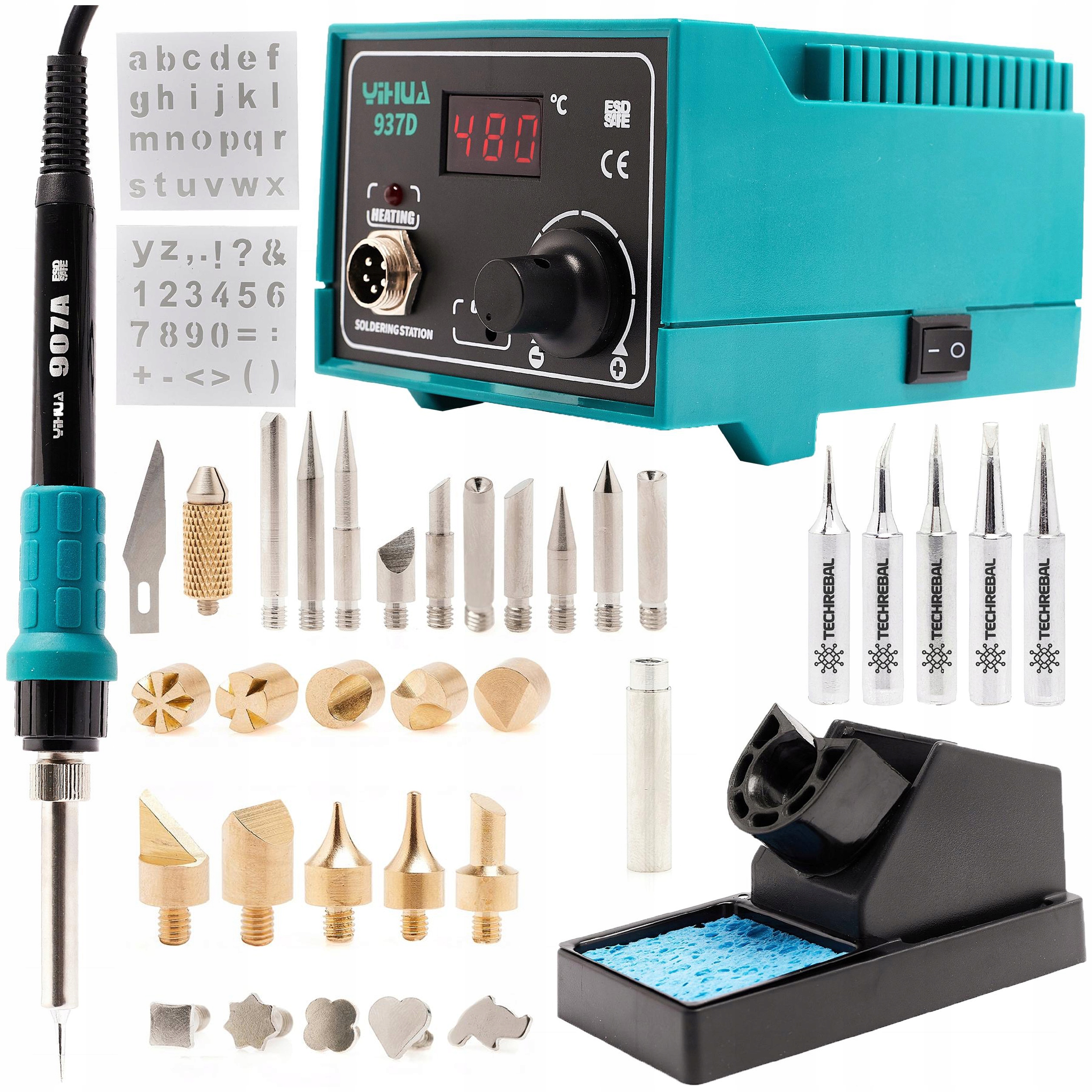 Pirograf Lutownica Wypalarka Do Drewna Yihua 937D Groty 900M Akcesoria 28W1