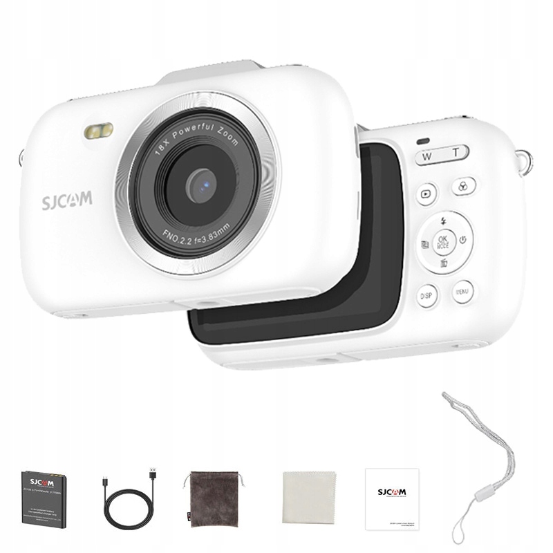 Digitální fotoaparát Sjcam ZV100 bílý pro děti a mládež, kamera Webcam 80Mpx