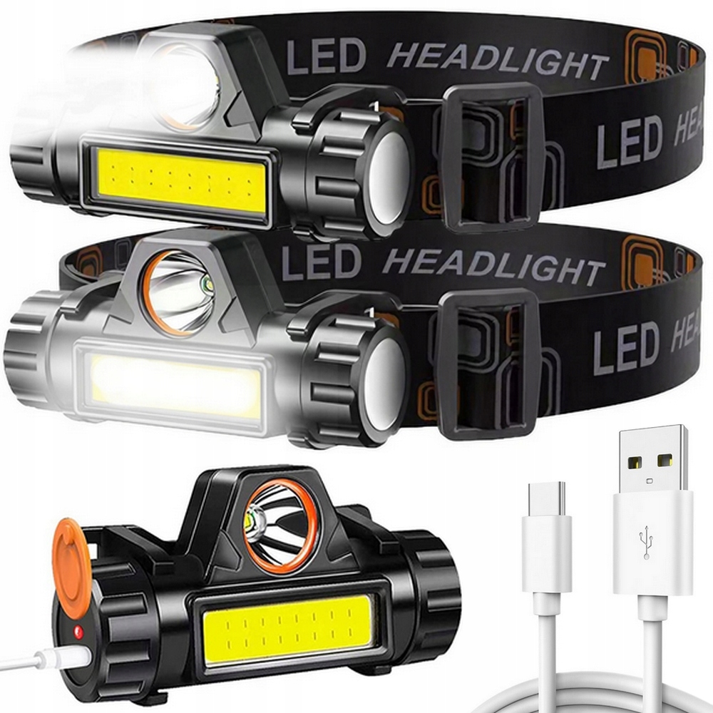 LATARKA CZOŁOWA 4w1 CZOŁÓWKA LAMPKA LED REFLEKTOR Z MAGNESEM I AKUMULATOREM