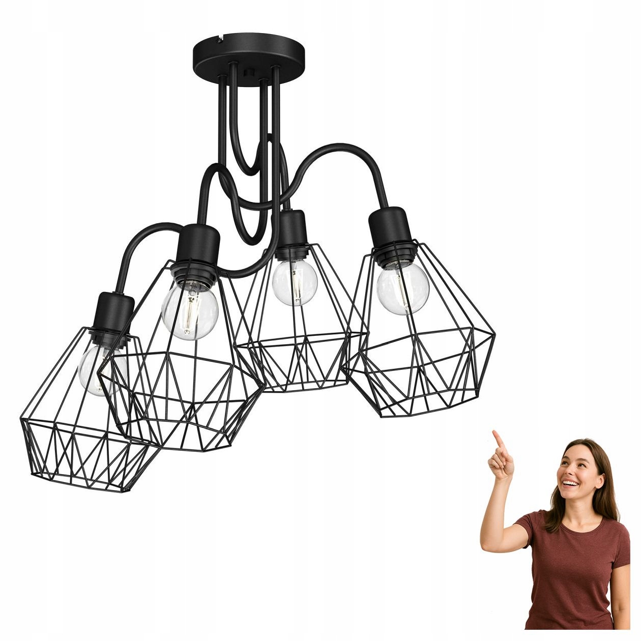 Stropná lampa s drôtenými tienidlami Bergen 310 Luminex