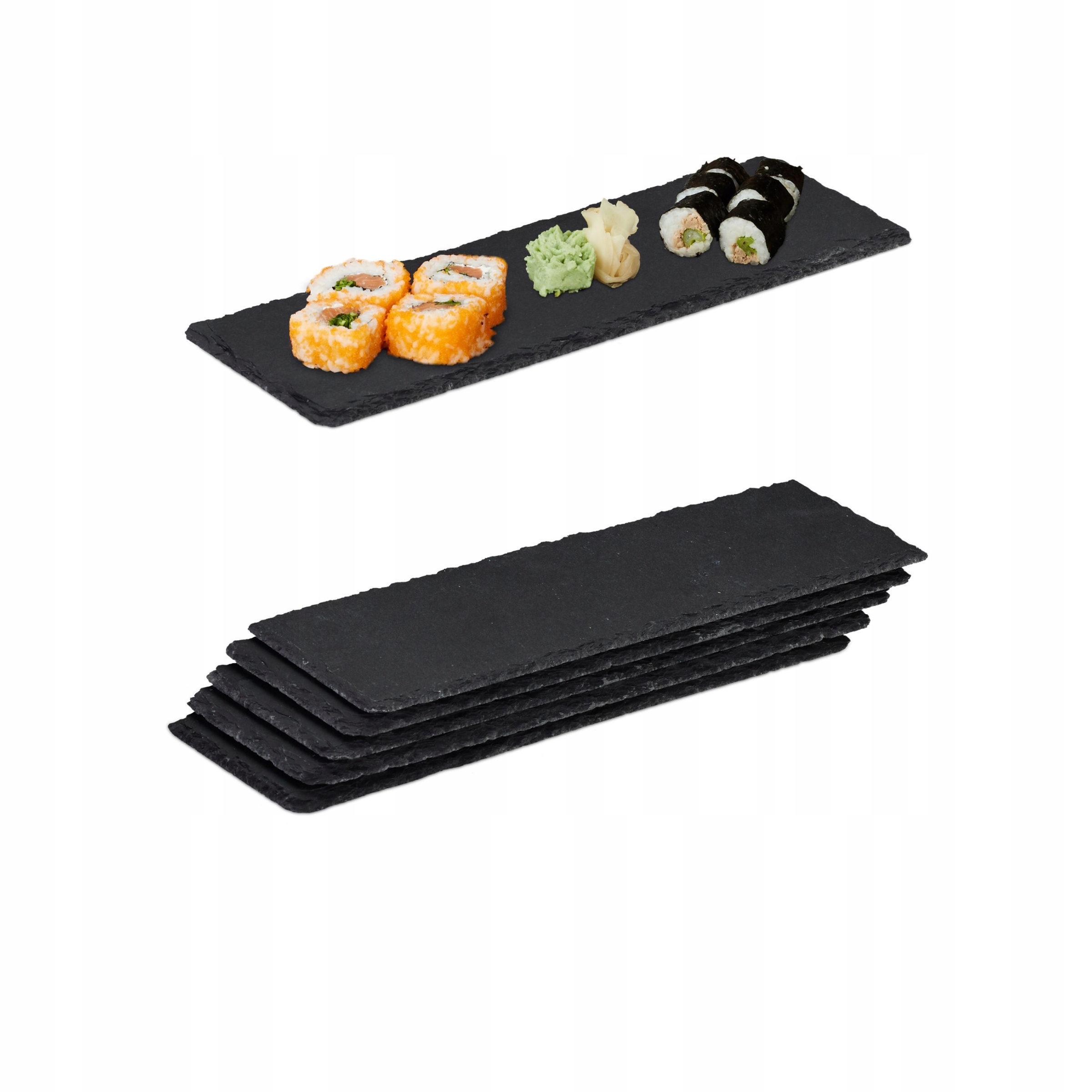 Talíře z kamene na servírování sushi sýra 30x10 cm 6 Ks Relaxdays