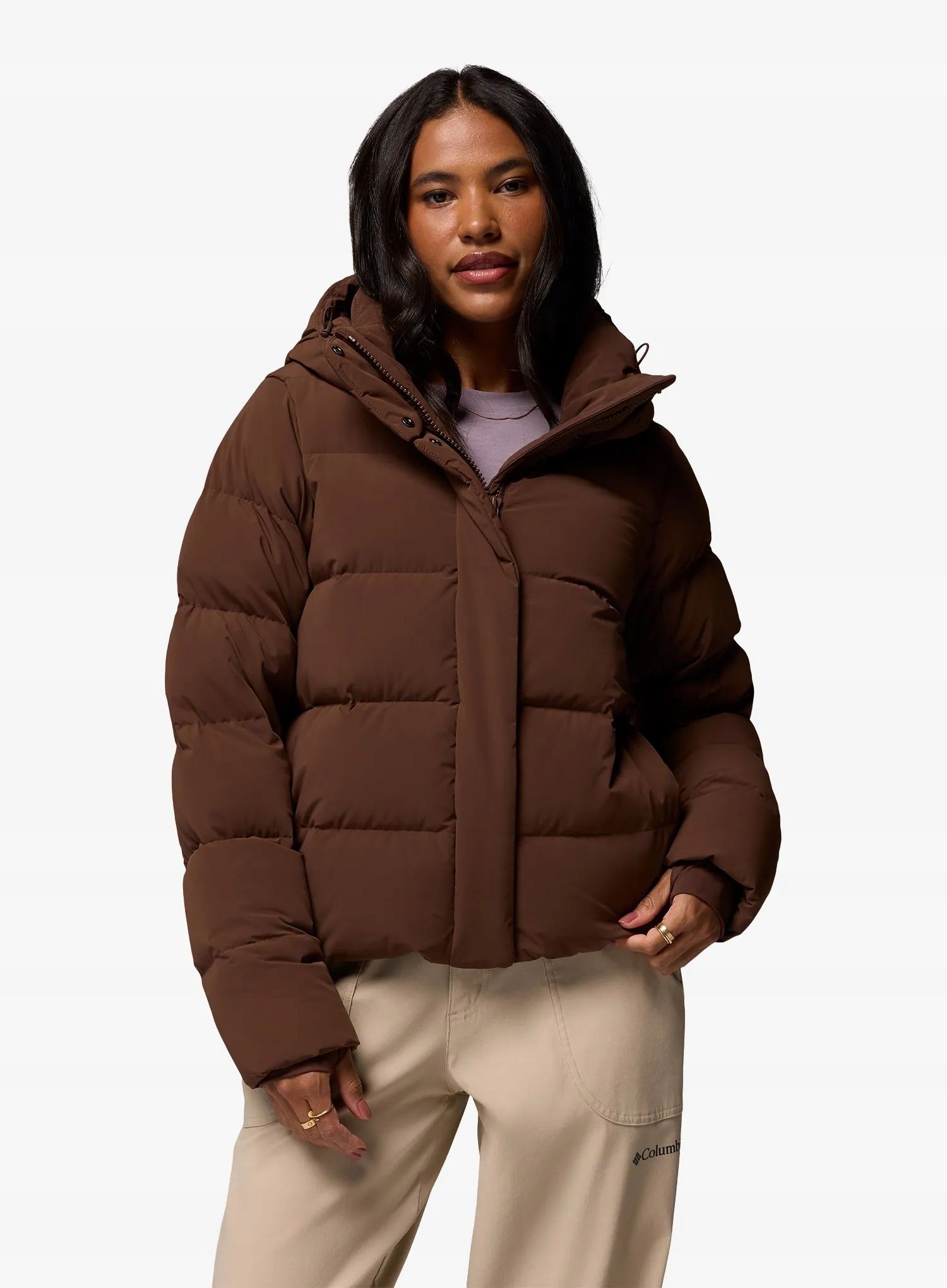 Kurtka puchowa damska Columbia Amaze Puff Hooded Jacket tobacco S