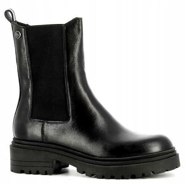 CARINII B5952 BOTKI WORKERY TRAPERY SKÓRA CZARNE