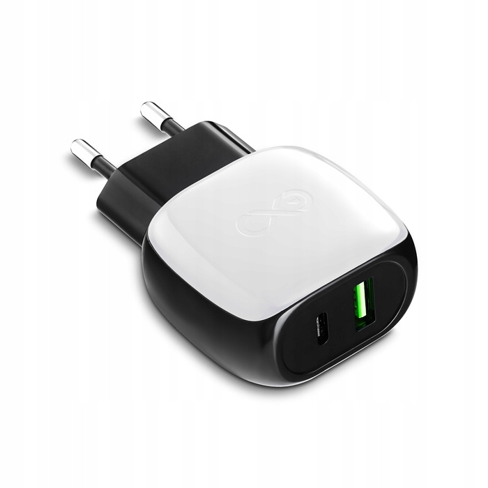 eXc ładowarka sieciowa SHINE 1xUSBA QC + 1xUSBC PD 20W czarno-biała Kod producenta exo