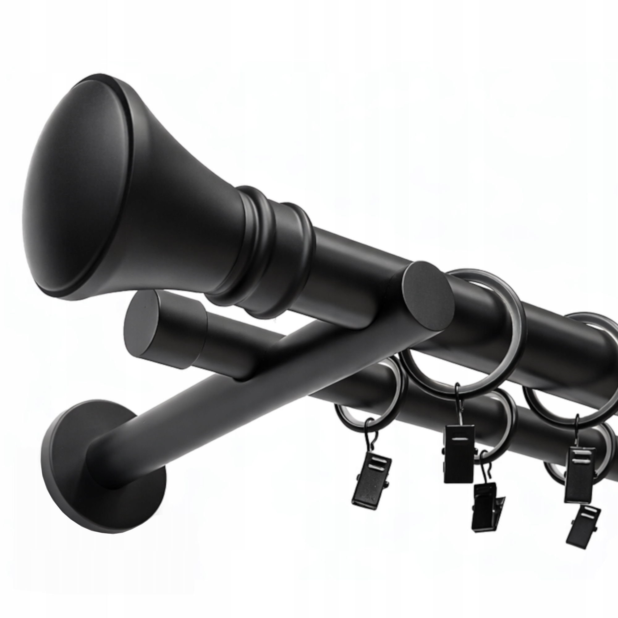 Garnýž Dvojitá Nástěnná Karniška Kovová Černá Záclonová Tyč 25 19 MM 200 CM Monaco