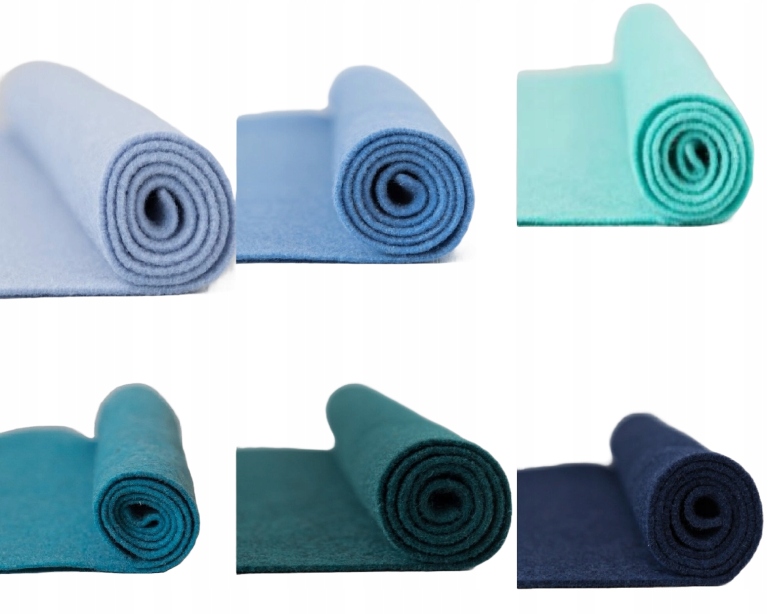 Plst vlněný 2mm Mořská sada 30x30cm 6 barev