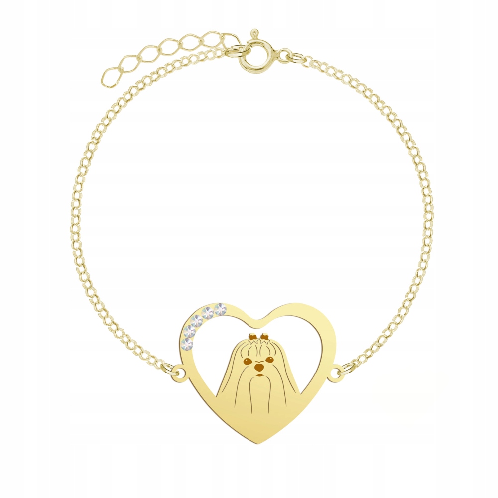 Zlatý náramek se psem Maltese 925 Dárek Šperky Narozeniny Gravírování