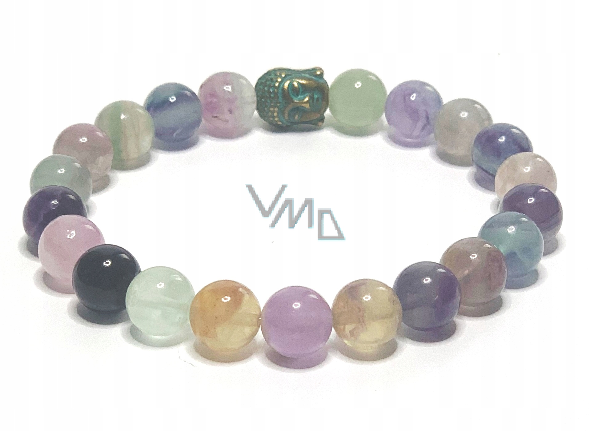 Fluorit čakrový náramek elastický přírodní kámen, kulička 8 mm 16 17 cm