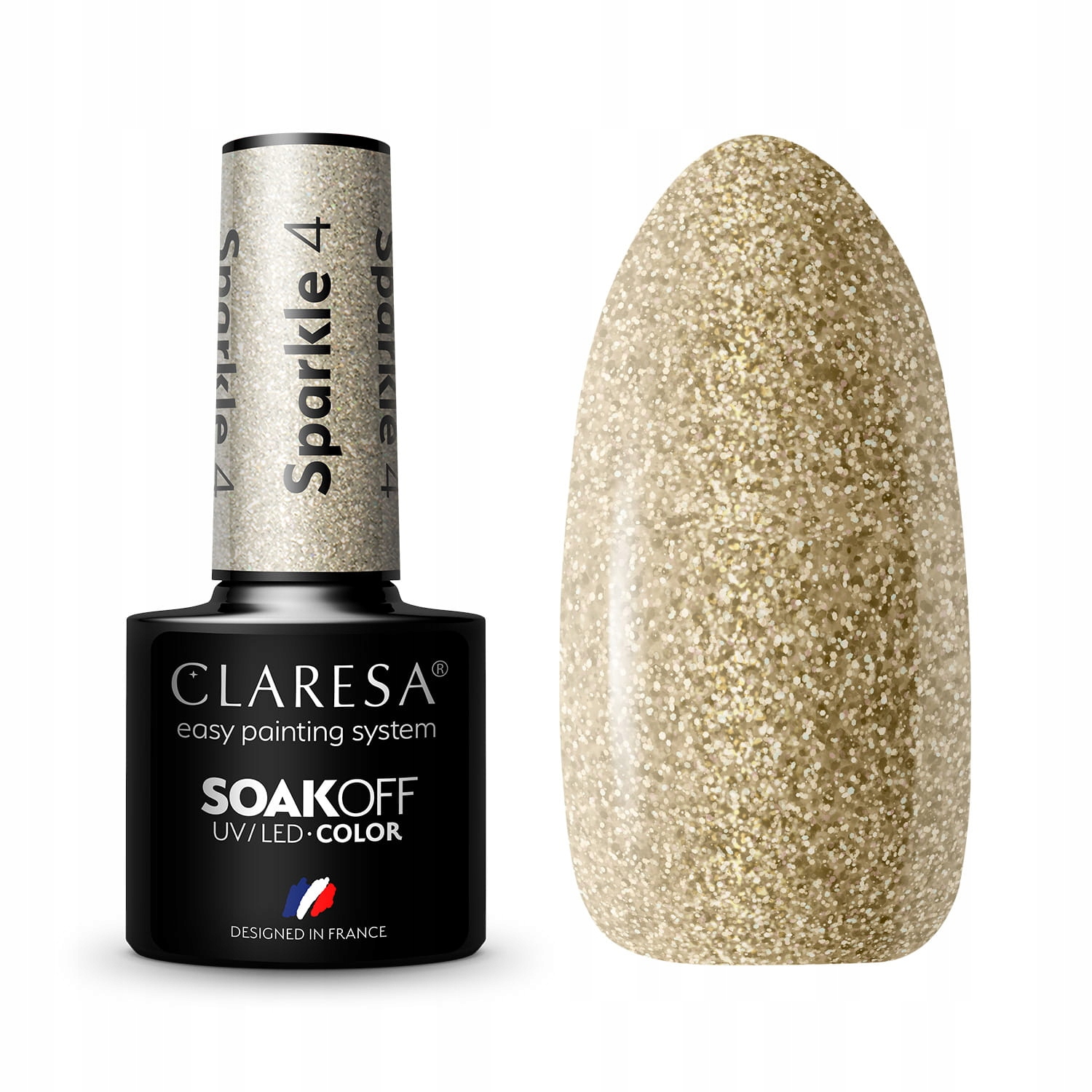 CLARESA LAKIER HYBRYDOWY SPARKLE 4 BROKATOWY 5ml