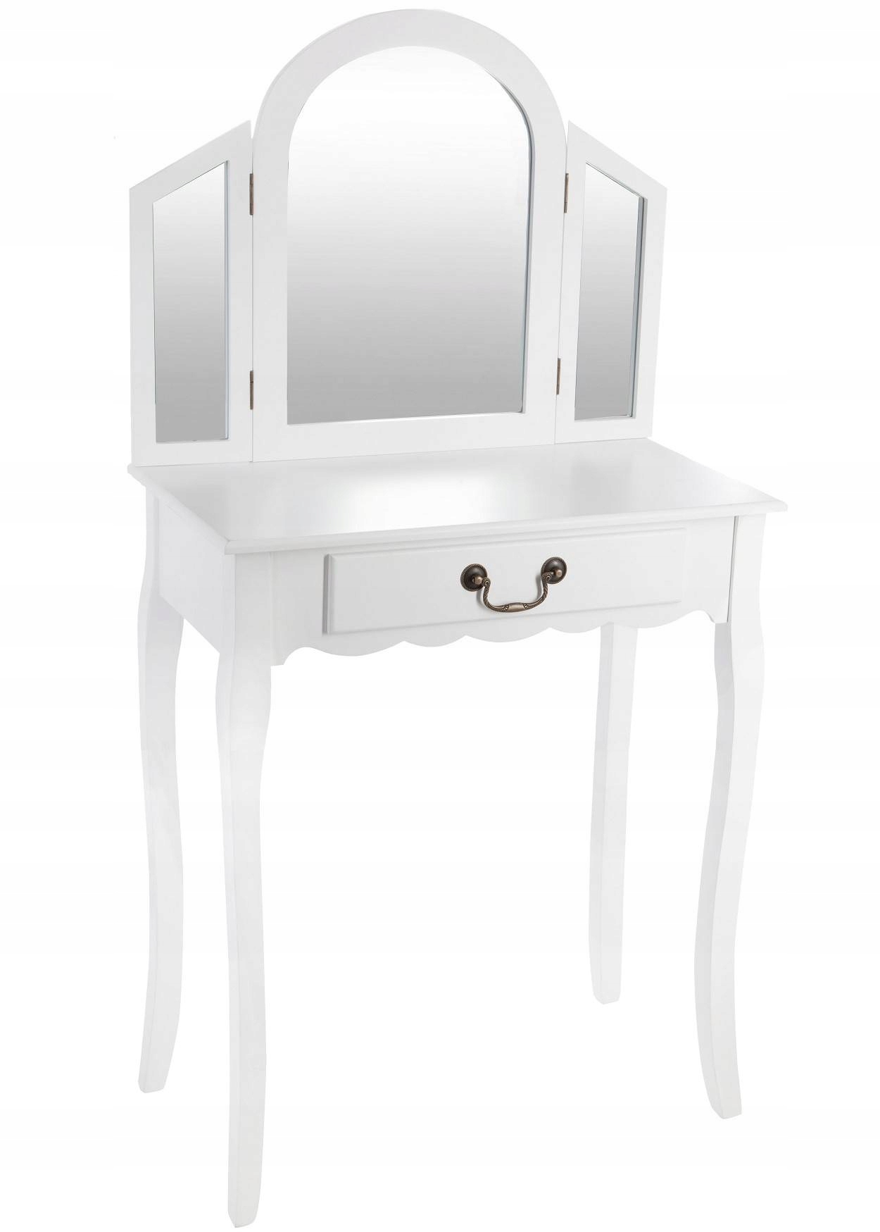 Toaletka do spálne s zrkadlom a zásuvkou, biela