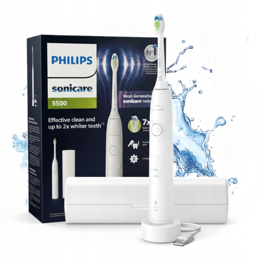 Szczoteczka soniczna Philips Sonicare 5500 HX7110/02 biała etui podróżne
