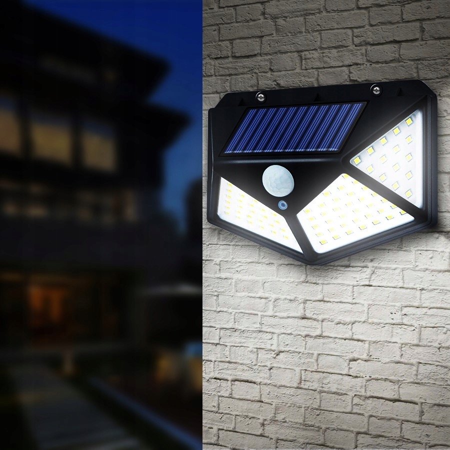 LAMPA SOLARNA 100 LED Z CZUJNIKIEM ZMIERZCHU RUCHU ELEWACYJNA NAŚCIENNA Kształt nieregularny
