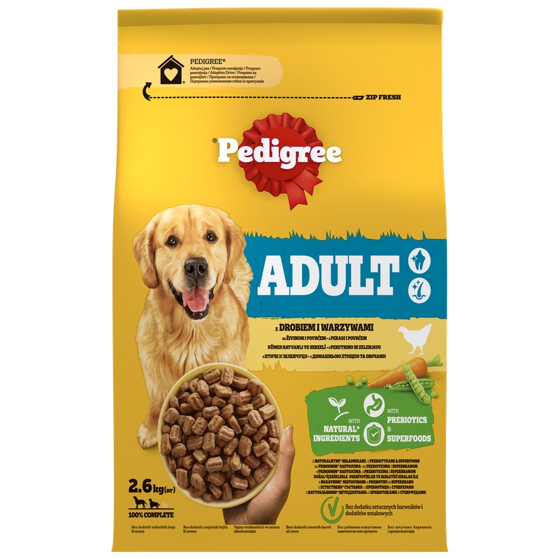 Levně Pedigree Adult suché krmivo s drůbeží a zeleninou 2,6 kg