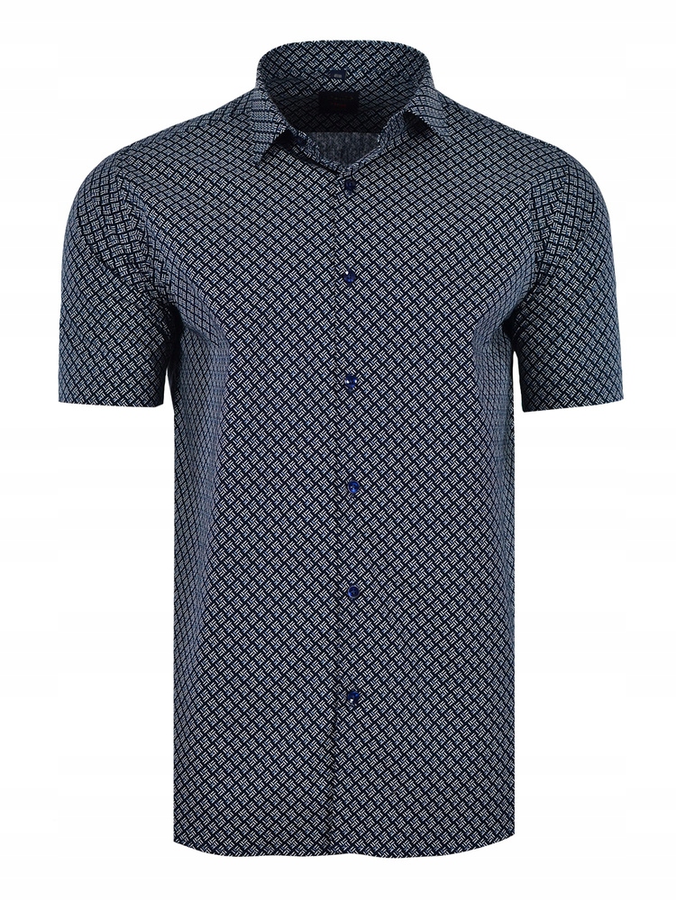 Košile Vzor Černá Krátký Rukáv Velká 49/50