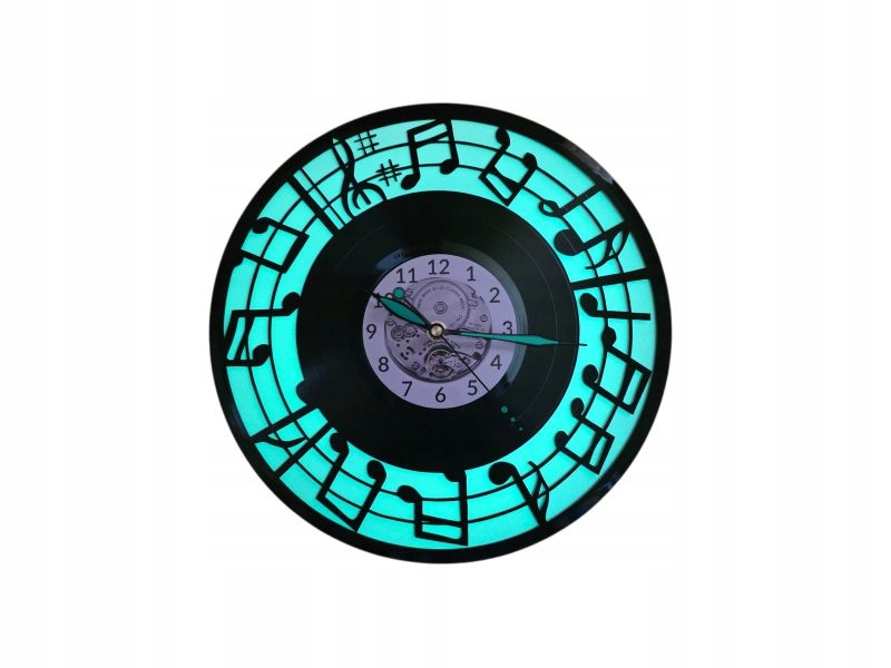 Noty Nástěnné hodiny Bílá Barva Fluorescenční Pozadí Vinylová deska Dárek