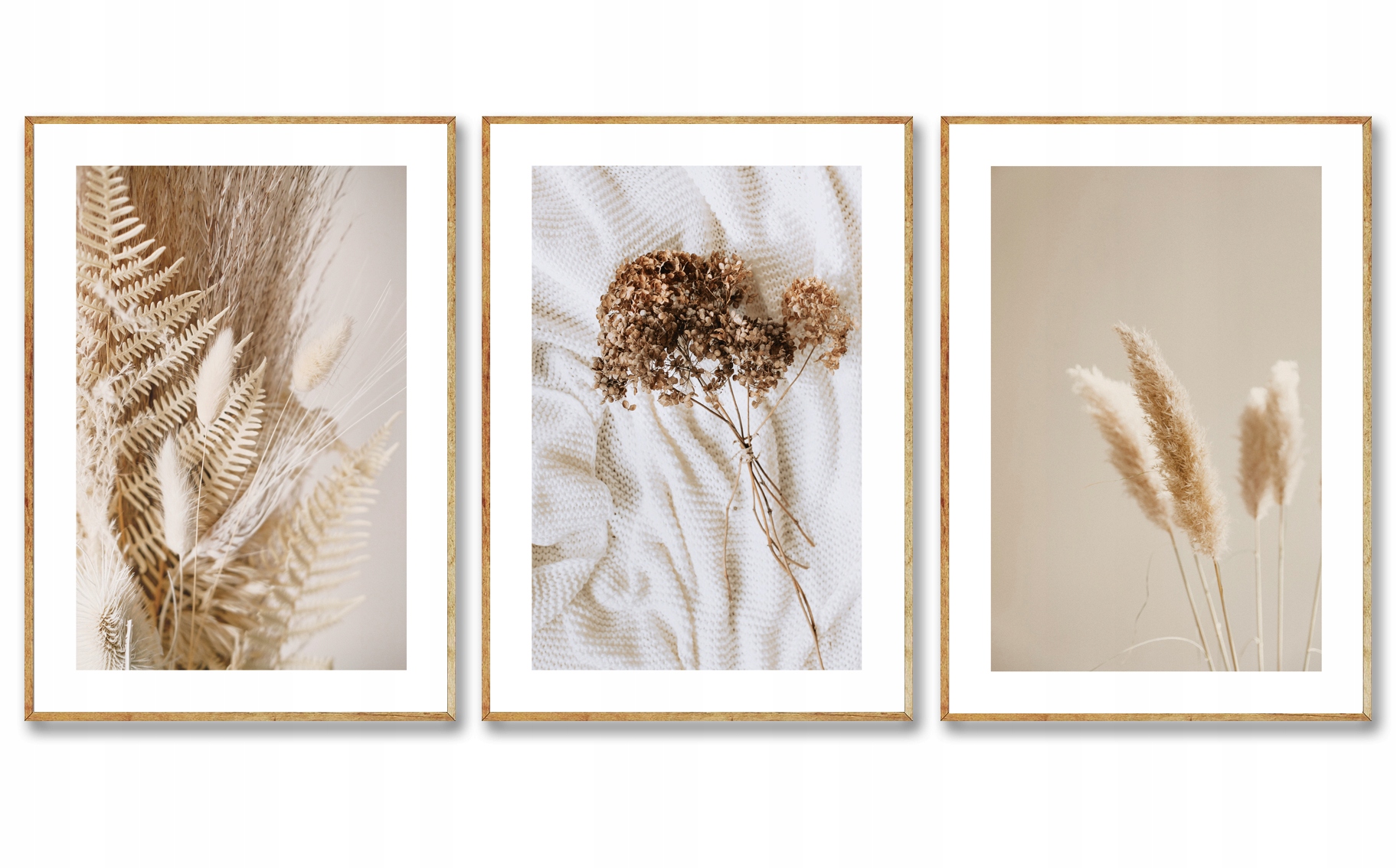 

Zestaw 3 Szt A4 Plakat Boho Trawa Hortensja Beż