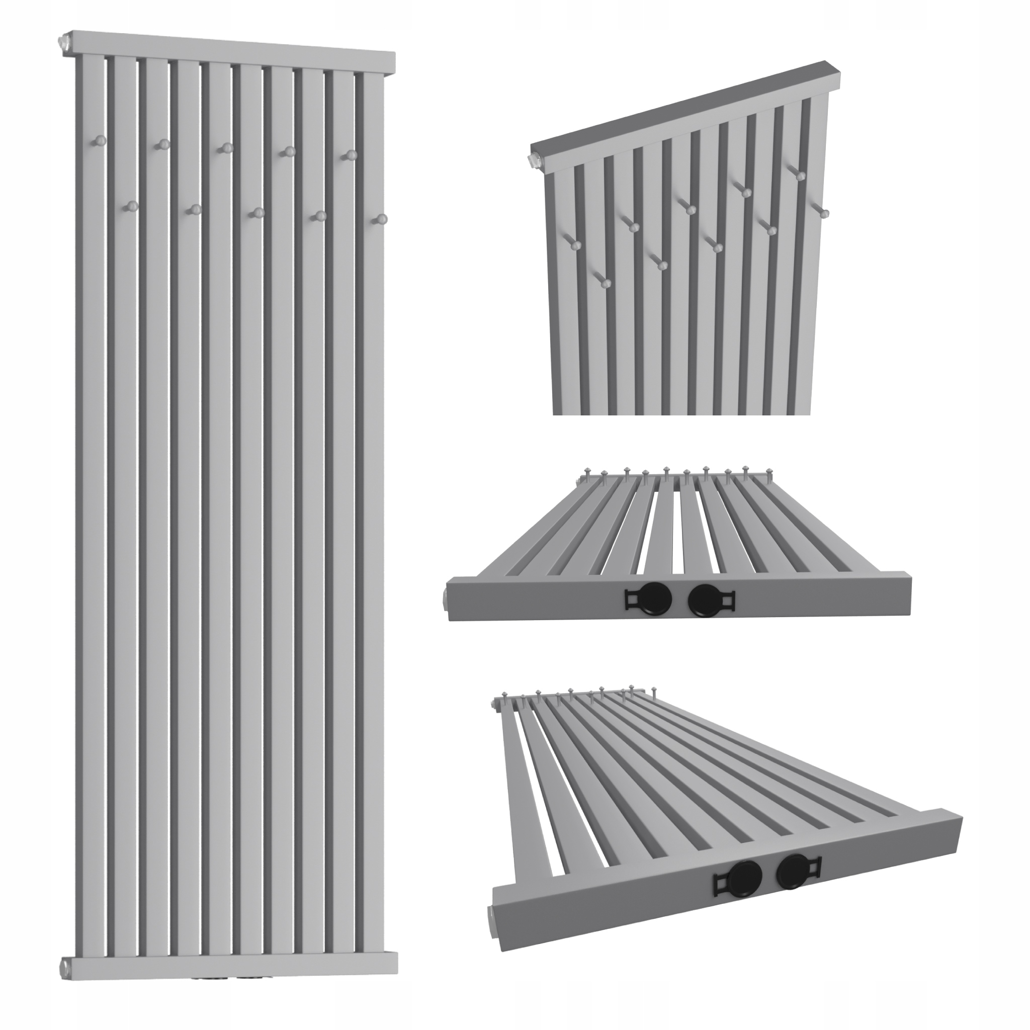 Dekorativní radiátor s věšáky Radiator Hook 180x46 4 Únor (stříbrný)