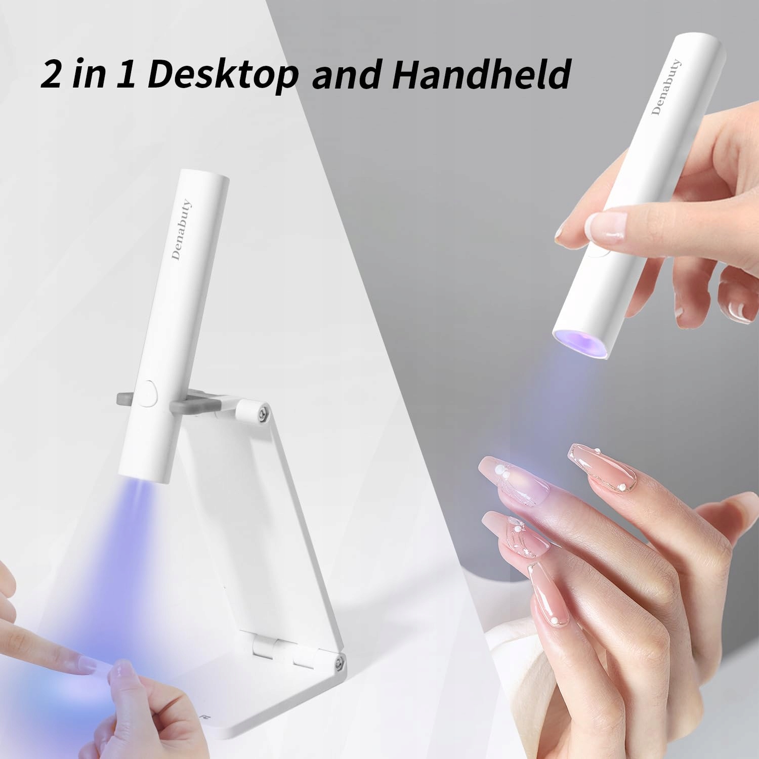 DENABUTY Lampa UV LED Do Paznokci Żelowych Przenośna Mała Biała — miniatura 3
