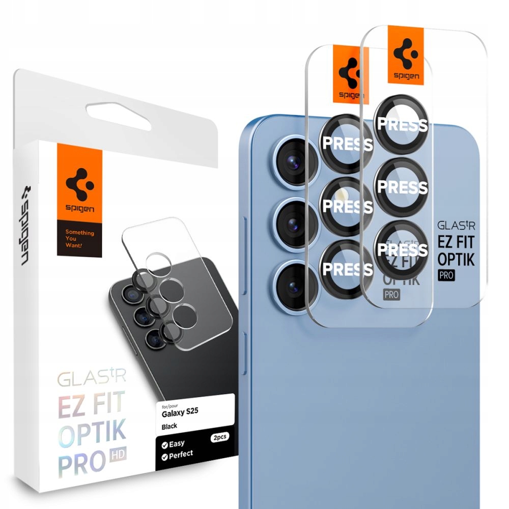 Spigen Ez Glass (2 sztuki) szkło na aparat Samsung Galaxy S25 czarne