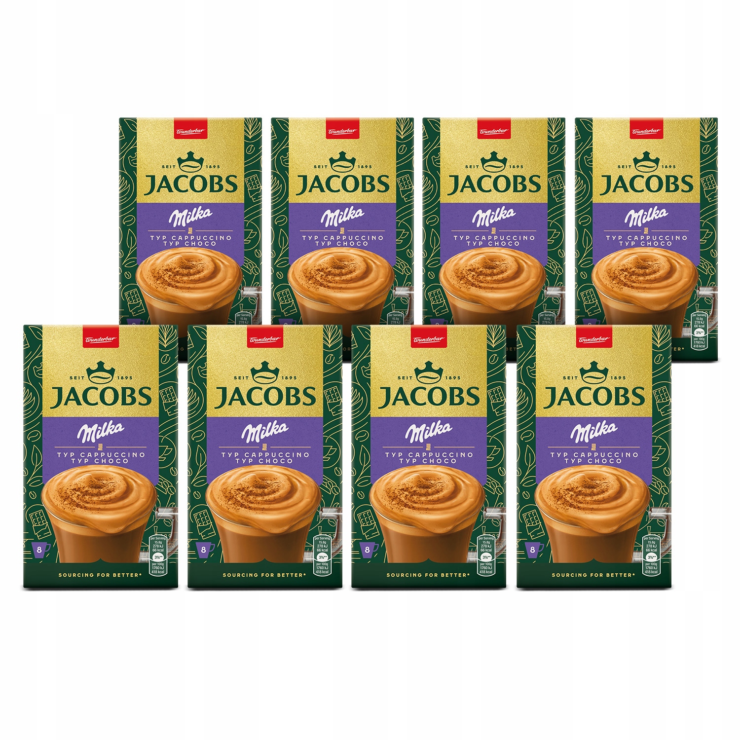 Kawa rozpuszczalna smakowa Jacobs Cappuccino Choco Milka 8 opakowań