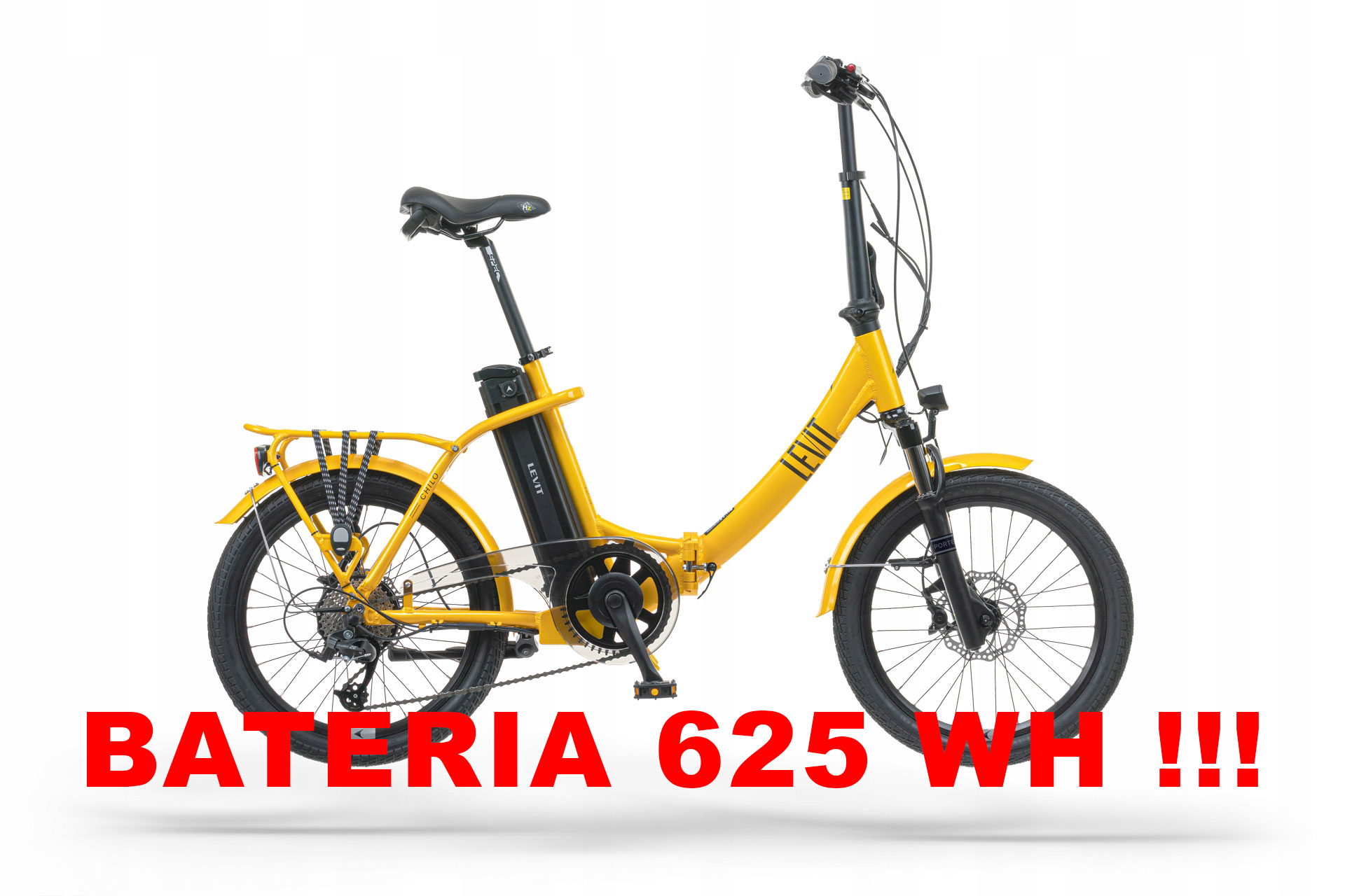 Rower elektryczny składany Levit Chilo 1 Bateria 625 Wh żółty