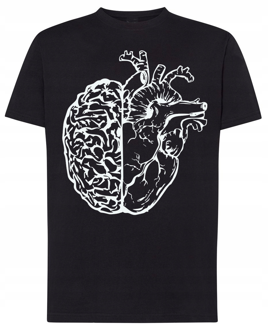 

Mózg I Serce Modny T-shirt Nadruk Lato Rozm.M