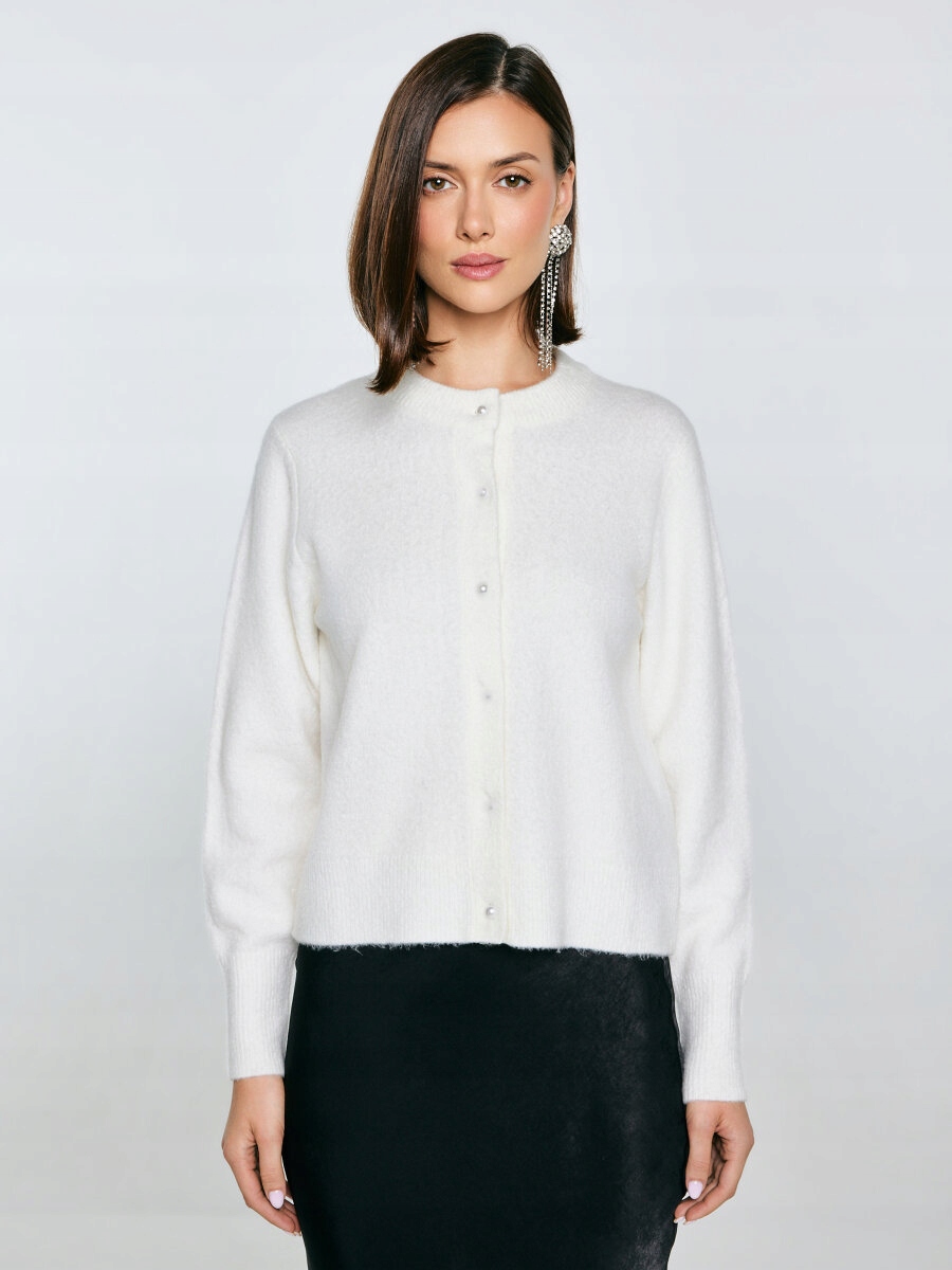 Big Star dámský svetr, bílý, volný až k bokům, velikost S