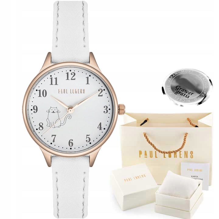 Dětské hodinky Paul Lorens – Den dětí – růžový zlatý bílý řemínek Gravírování