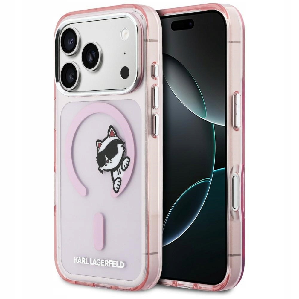 Pouzdro Karl Lagerfeld IML Peekaboo MagSafe pro iPhone 17 Pro růžové