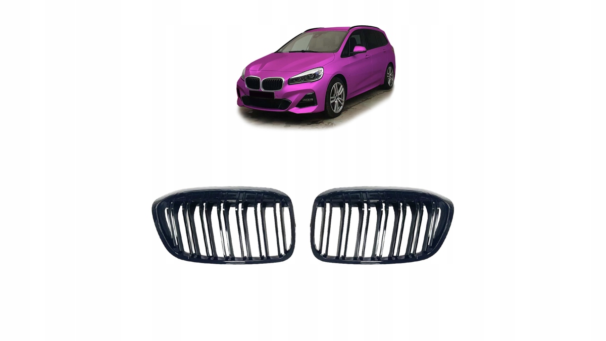 Gril Bmw 2 F45 F46 Facelift s dvojitými rebrami Gloss Black