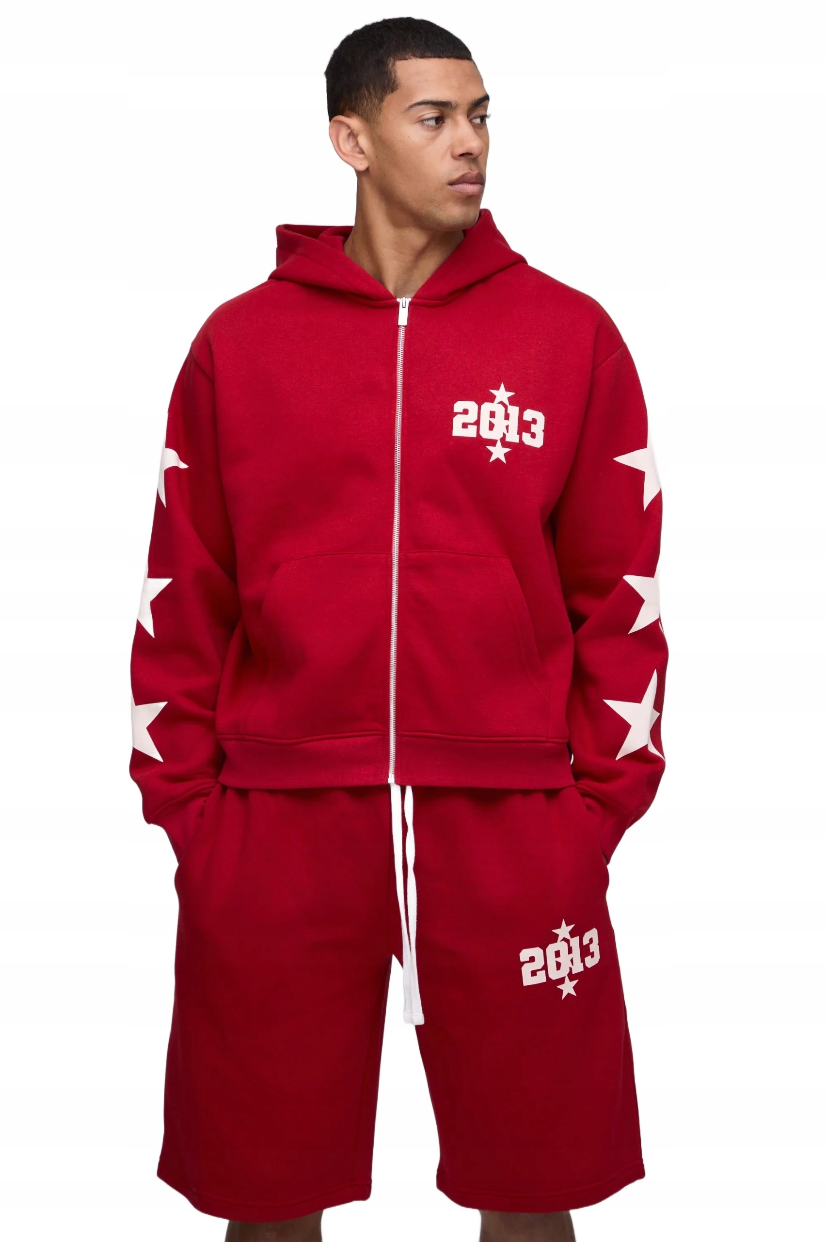 Boohooman Pánská Tepláková Souprava S Kapucí Červená S Potiskem L Z3A