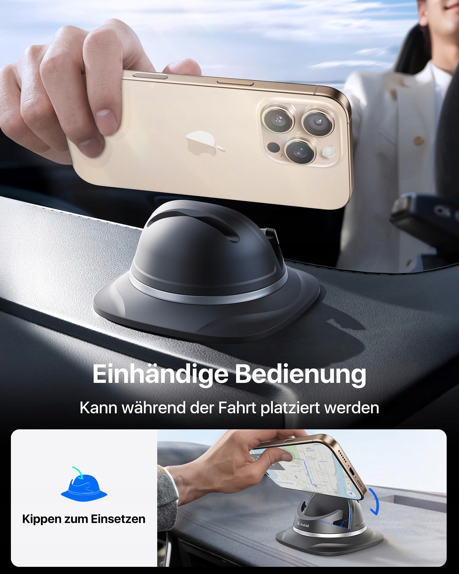 ANDOBIL Uchwyt Samochodowy Na Telefon Łatwy Montaż iPhone — miniatura 4