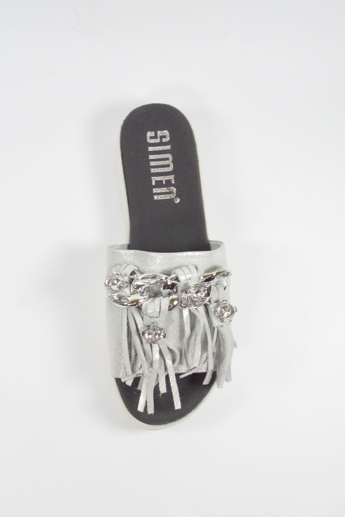 KLAPKI SIMEN 1402A FOLIA SREBRO R38 Materiał zewnętrzny skóra naturalna