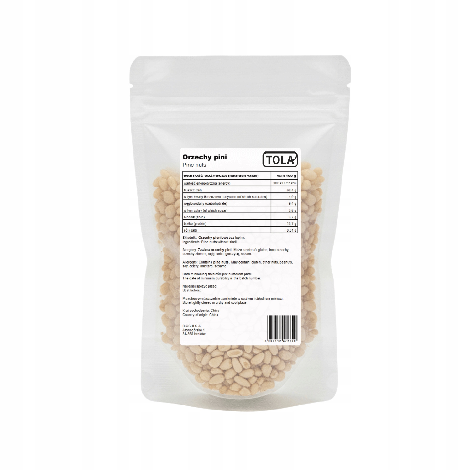 Levně Piniové ořechy 1kg – přírodní, jemné chuti, vysoká kvalita Tola