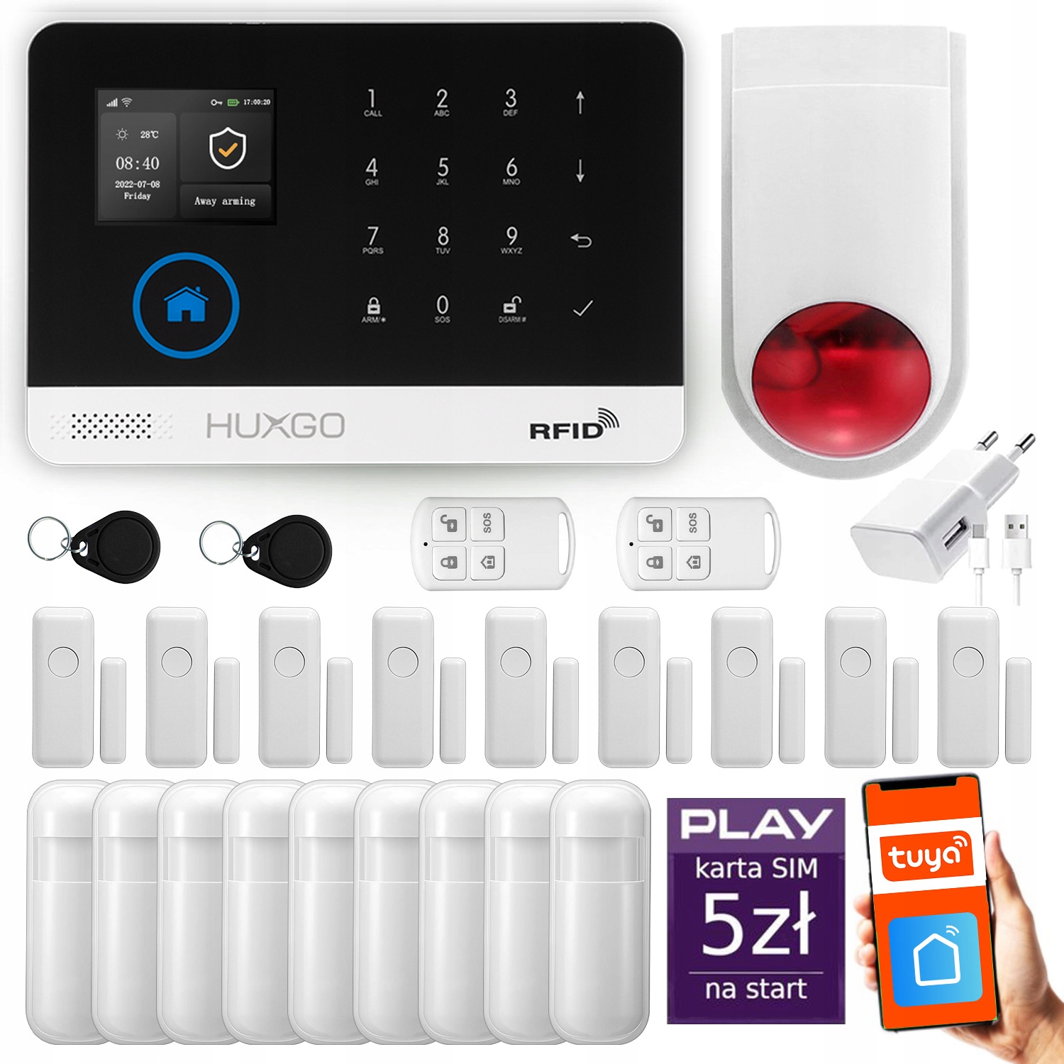 Bezdrôtový alarm WiFi Gsm 4G, alarmová sada Huxgo HXA003 R9D9WS