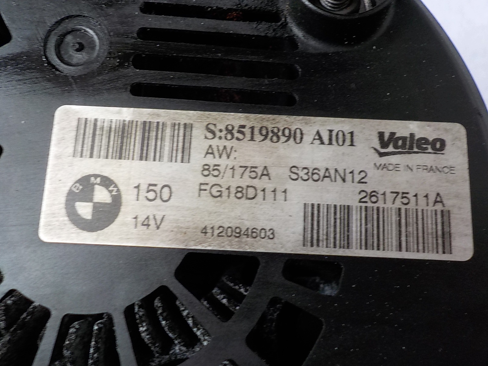 BMW 1 (F20) 2.0 D ORG ALTERNATOR 2617511A