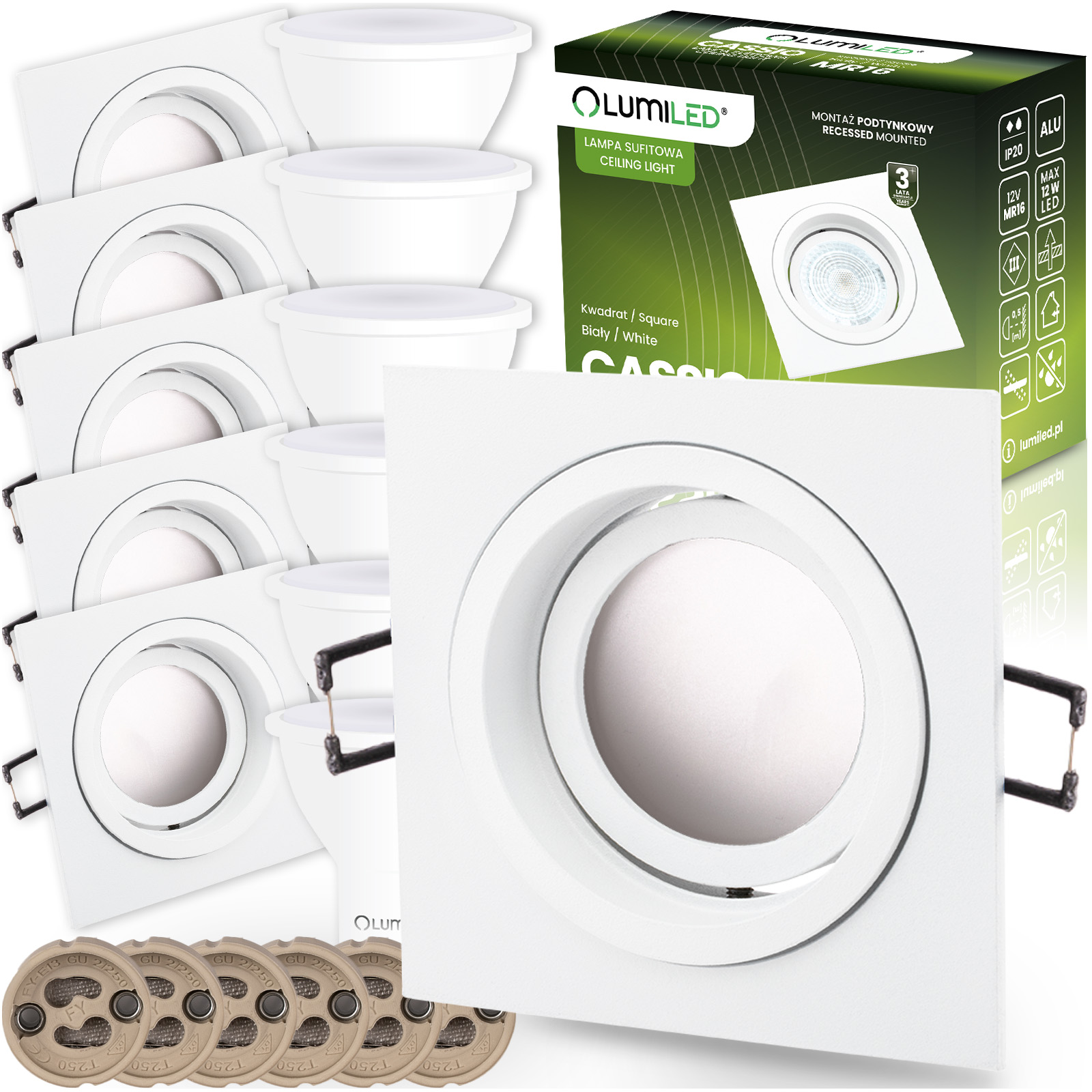 6x Halogenové podomítkové svítidlo Stropní Svítidlo Pohyblivá Led GU10 6W